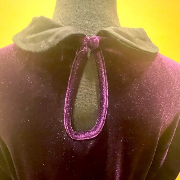 Wednesday Addams Purple Velvet Babydoll Dress Dark Academia Goth 90s Y2K Punk 1X - Picture 4 of 7